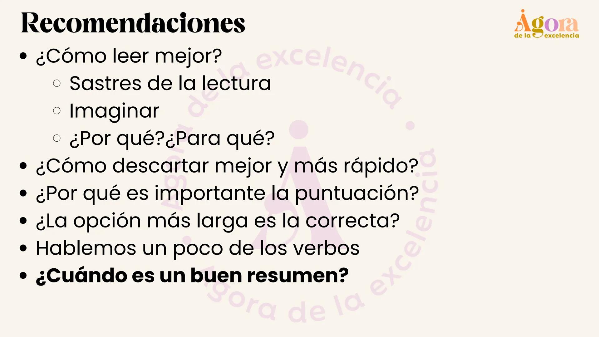 # ¿Cómo sacar 100 en lectura?
Andrés Enríquez
Clase 2.
Agora
de la excelencia # Primero lo importante
Ágora
de la excelencia hay que esta