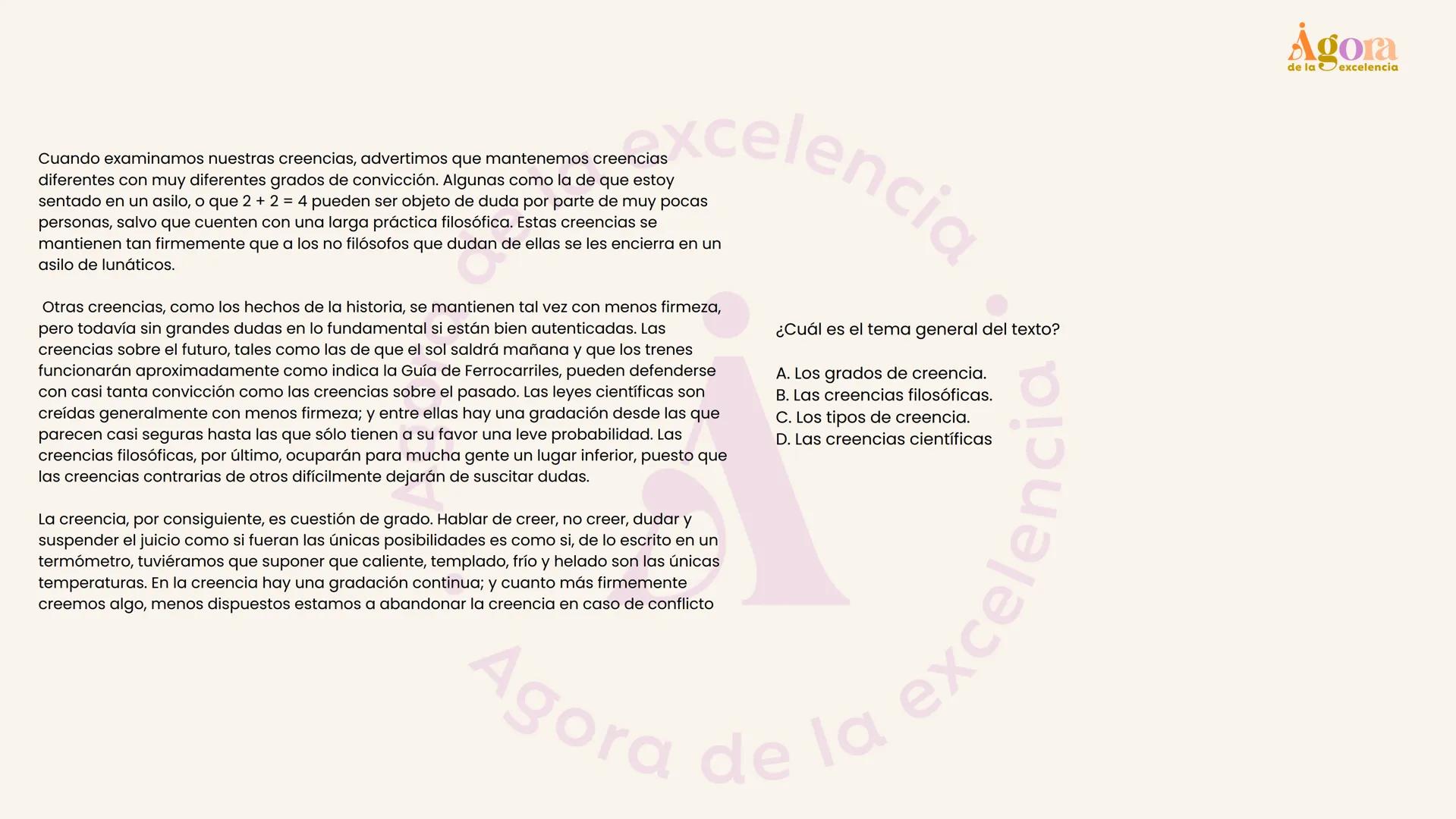 # ¿Cómo sacar 100 en lectura?
Andrés Enríquez
Clase 2.
Agora
de la excelencia # Primero lo importante
Ágora
de la excelencia hay que esta
