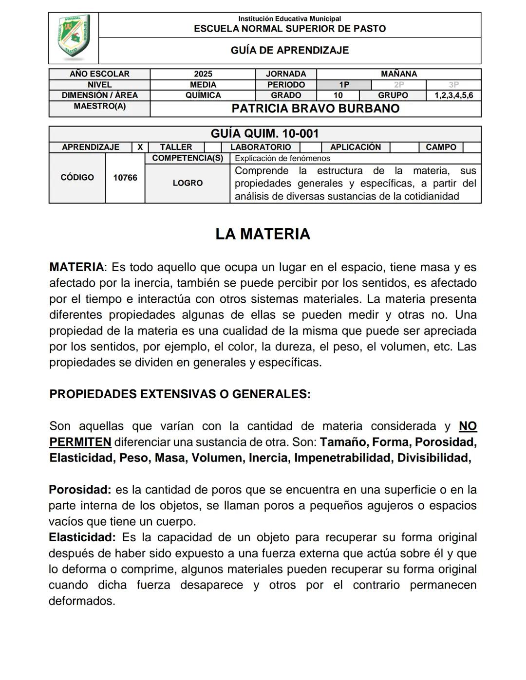# Institución Educativa Municipal
ESCUELA NORMAL SUPERIOR DE PASTO
## GUÍA DE APRENDIZAJE
| ANO ESCOLAR | 2025 |
| ----------- | ---------