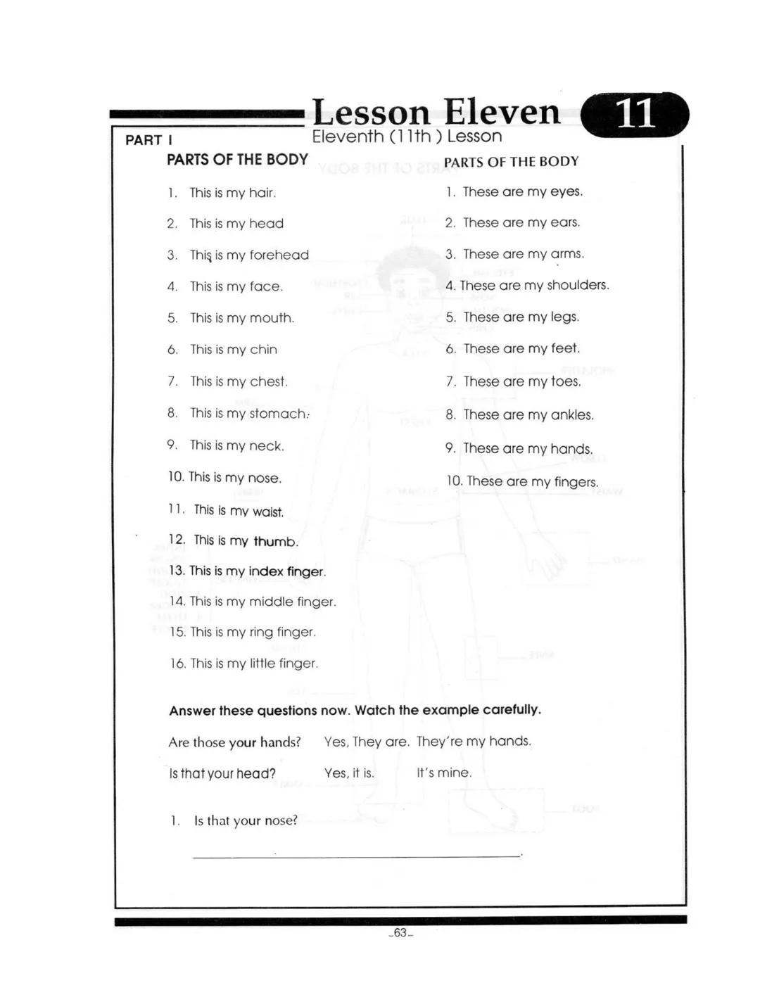 partes del cuerpo en ingles