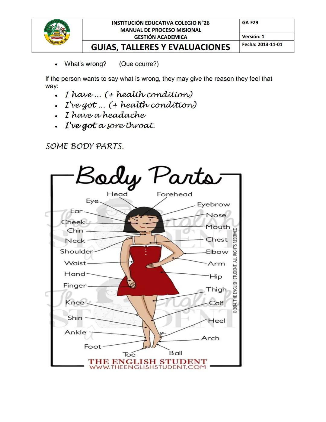 --- OCR Start ---
FECHA:
INSTITUCIÓN EDUCATIVA COLEGIO N°26
MANUAL DE PROCESO MISIONAL
GESTIÓN ACADEMICA
GUIAS, TALLERES Y EVALUACIONES
GA-F