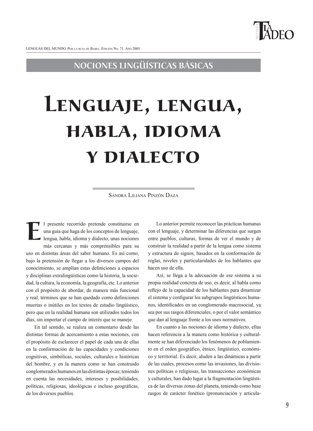Lenguaje lengua habla idioma y dialecto – página 2