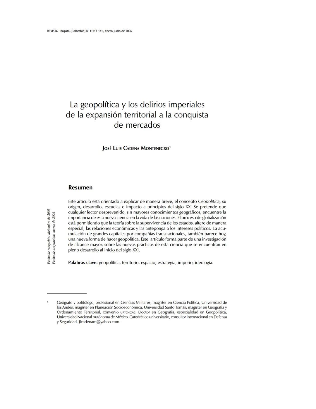 REVISTA
DE RELACIONES
INTERNACIONALES
ESTRATEGIA
Y SEGURIDAD
Revista de Relaciones Internacionales,
Estrategia y Seguridad
ISSN: 1909-3063