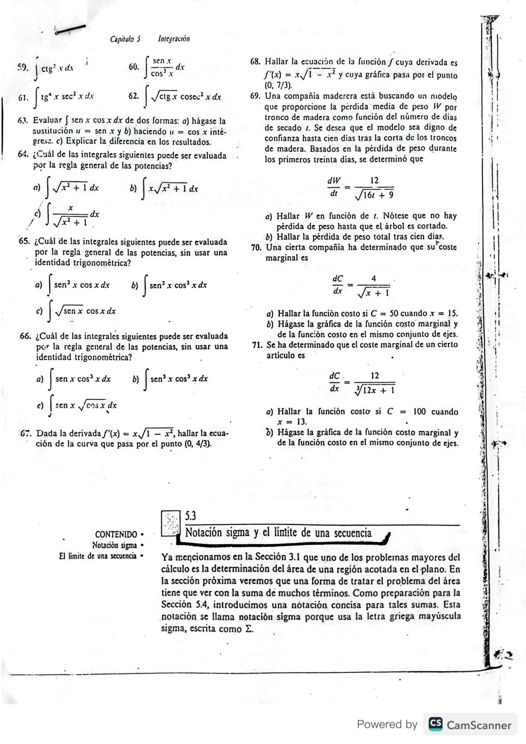 --- OCR Start ---
Sección 53
Notación sigma y el limite de una secuencia
La suma de n términos \{a_{1},a_{2},a_{3},...,a_{n}\} se denota por