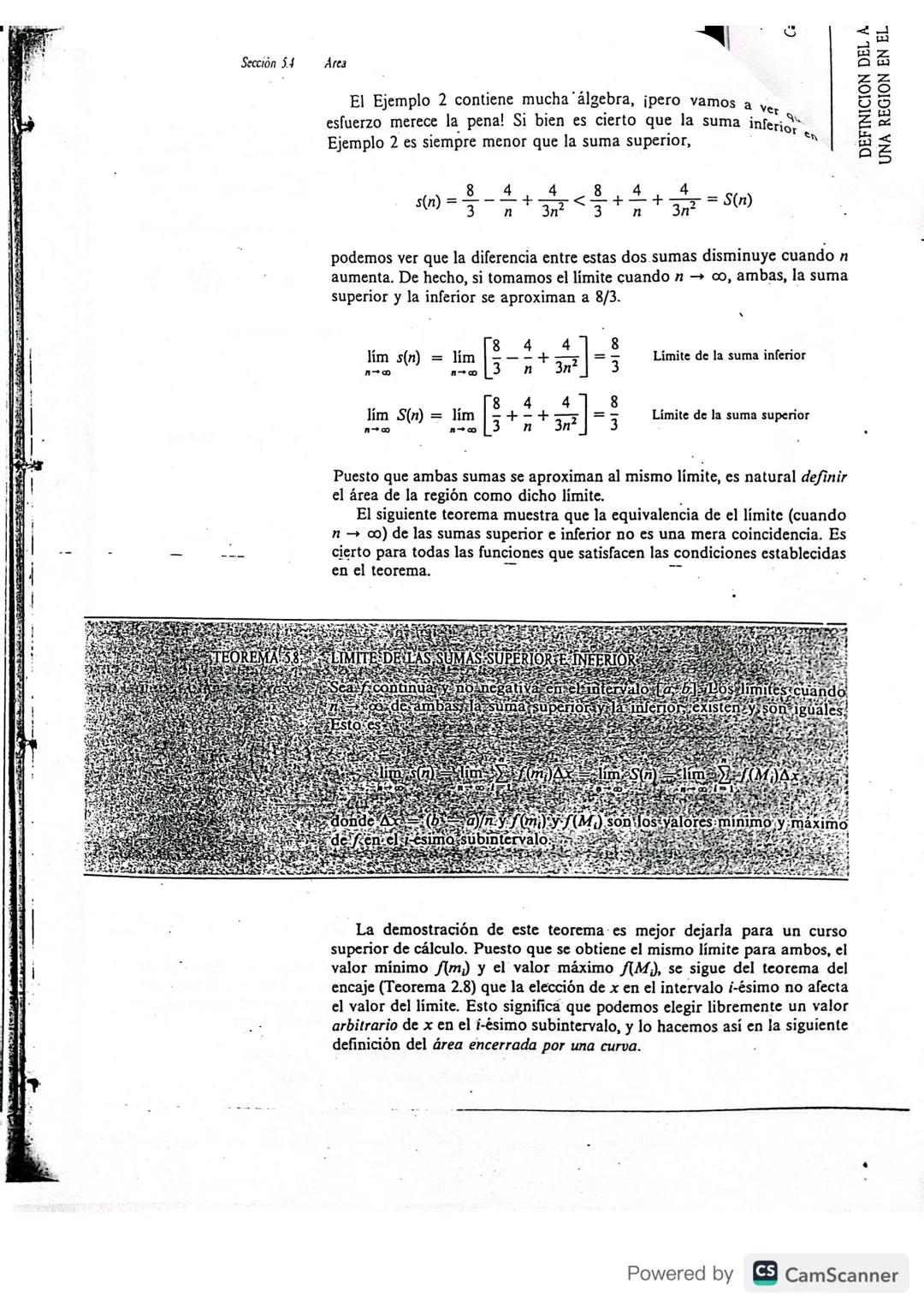 --- OCR Start ---
Sección 53
Notación sigma y el limite de una secuencia
La suma de n términos \{a_{1},a_{2},a_{3},...,a_{n}\} se denota por