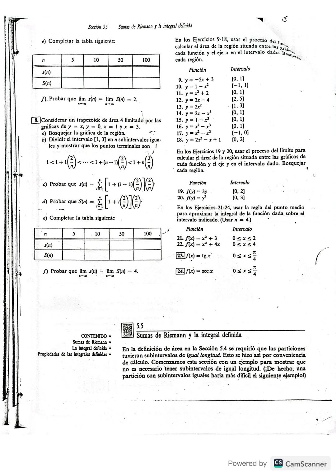 --- OCR Start ---
Sección 53
Notación sigma y el limite de una secuencia
La suma de n términos \{a_{1},a_{2},a_{3},...,a_{n}\} se denota por