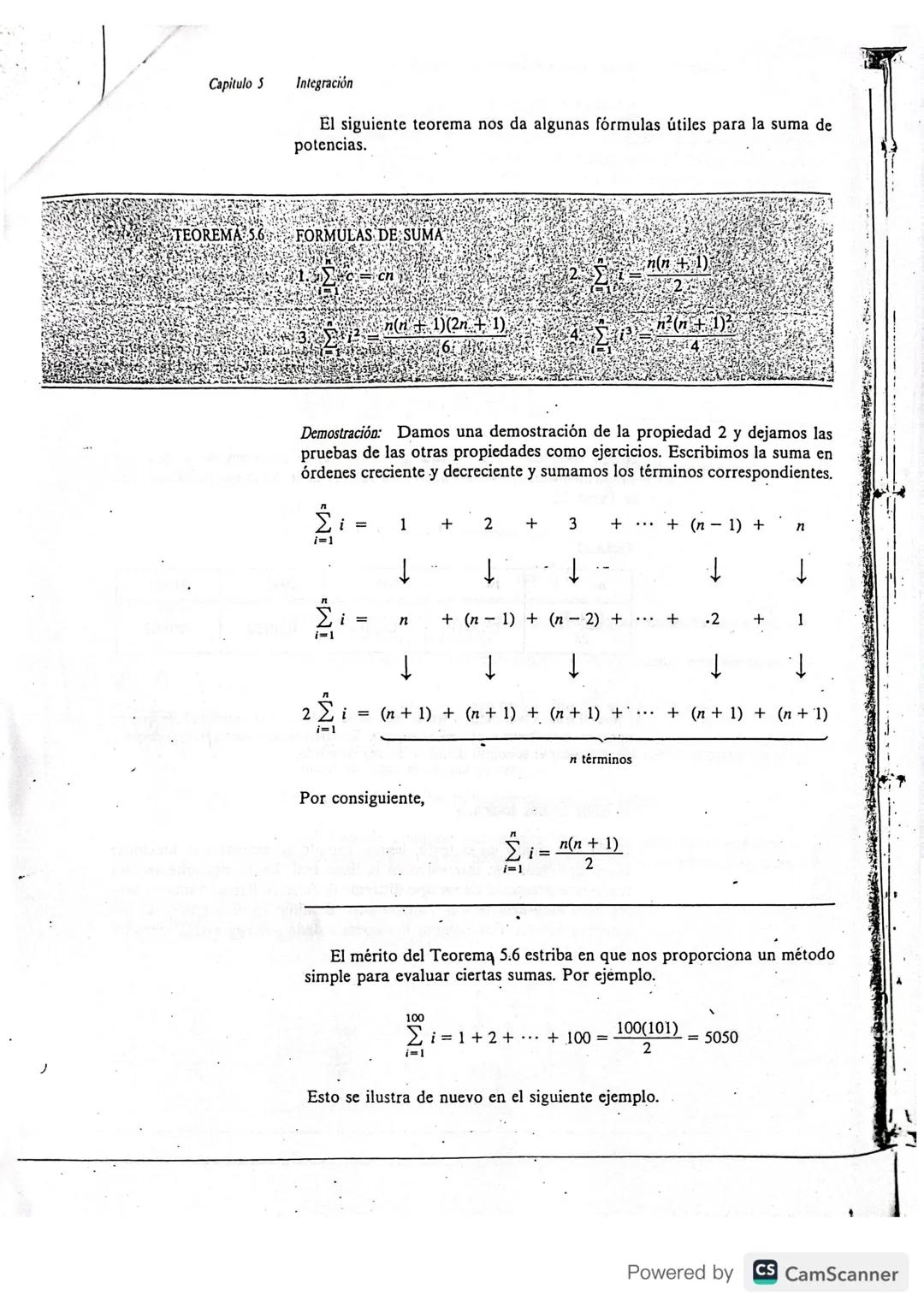 --- OCR Start ---
Sección 53
Notación sigma y el limite de una secuencia
La suma de n términos \{a_{1},a_{2},a_{3},...,a_{n}\} se denota por
