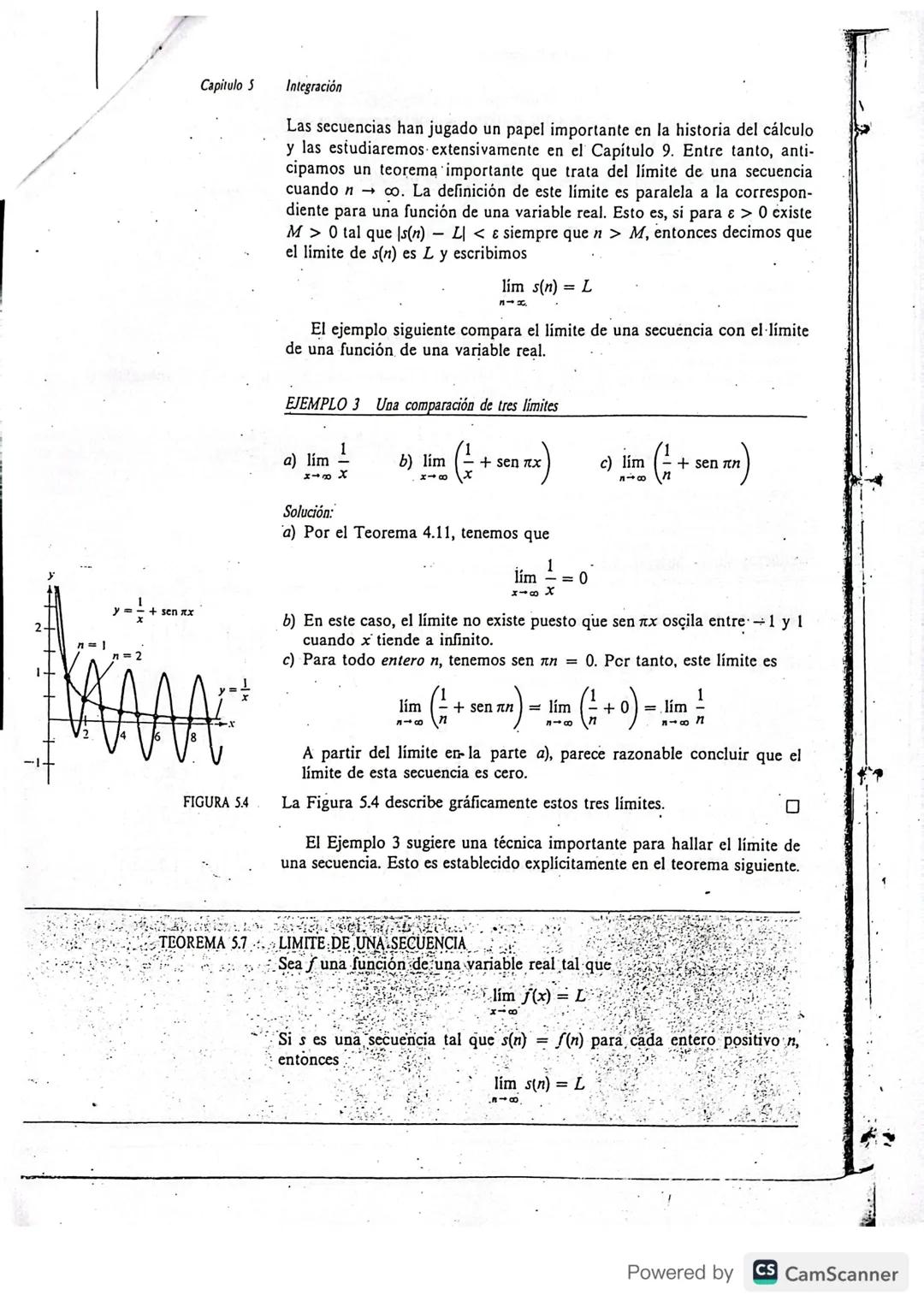 --- OCR Start ---
Sección 53
Notación sigma y el limite de una secuencia
La suma de n términos \{a_{1},a_{2},a_{3},...,a_{n}\} se denota por