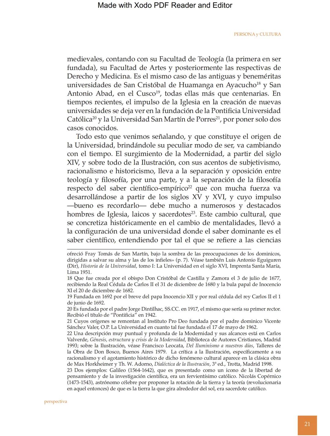 Made with Xodo PDF Reader and Editor
Persona y Cultura, Universidad Católica San Pablo, número 16, pp. 11-31
EL LUGAR DE LA TEOLOGÍA
EN LA U