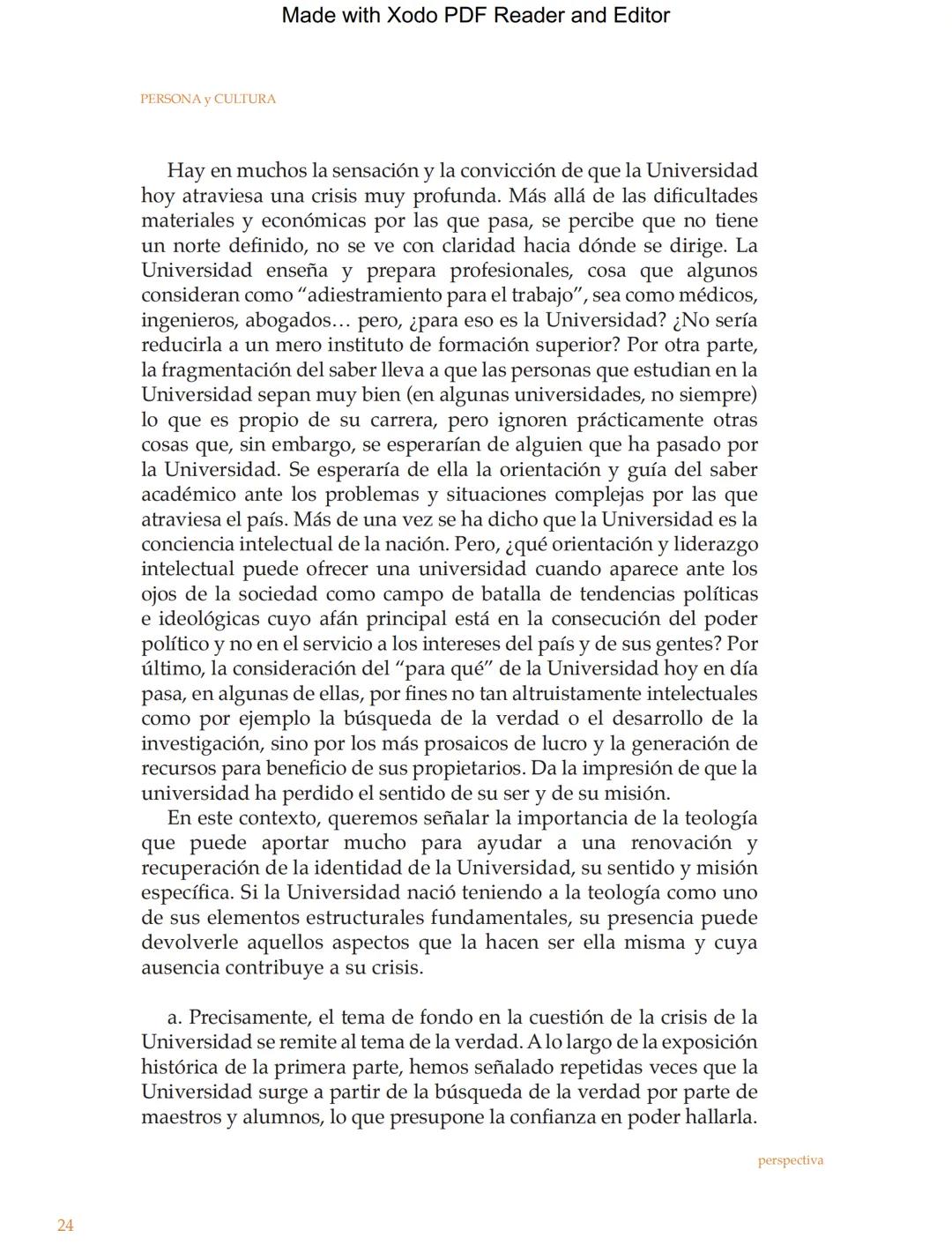 Made with Xodo PDF Reader and Editor
Persona y Cultura, Universidad Católica San Pablo, número 16, pp. 11-31
EL LUGAR DE LA TEOLOGÍA
EN LA U