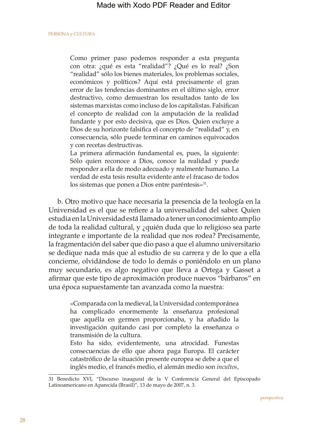 Made with Xodo PDF Reader and Editor
Persona y Cultura, Universidad Católica San Pablo, número 16, pp. 11-31
EL LUGAR DE LA TEOLOGÍA
EN LA U
