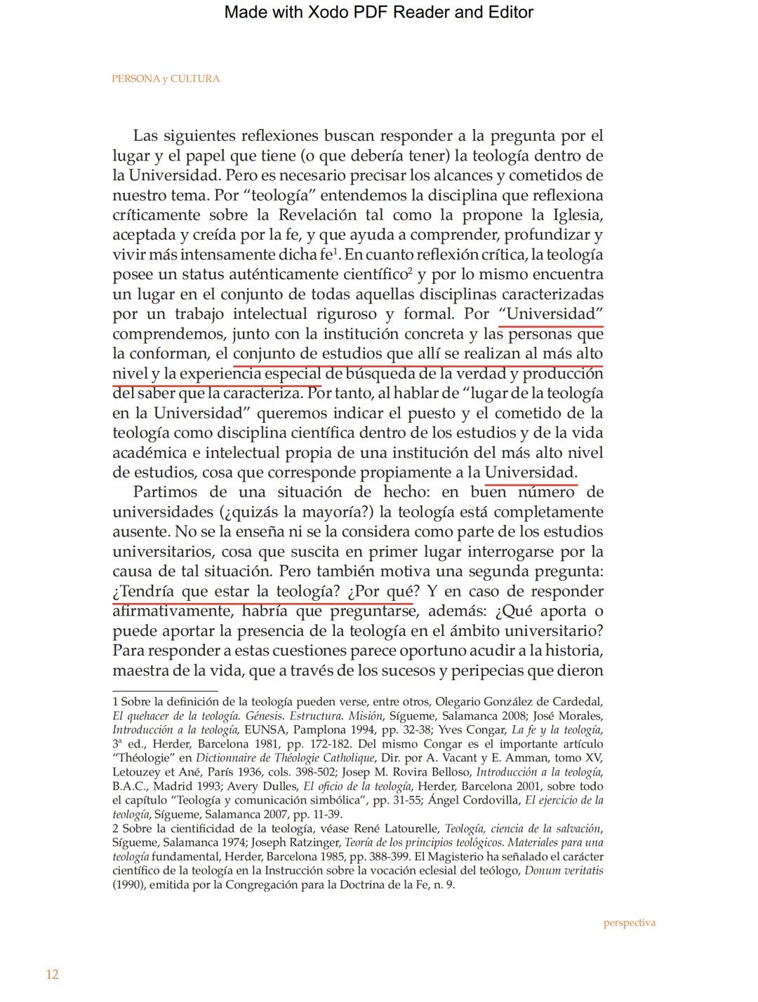 Made with Xodo PDF Reader and Editor
Persona y Cultura, Universidad Católica San Pablo, número 16, pp. 11-31
EL LUGAR DE LA TEOLOGÍA
EN LA U