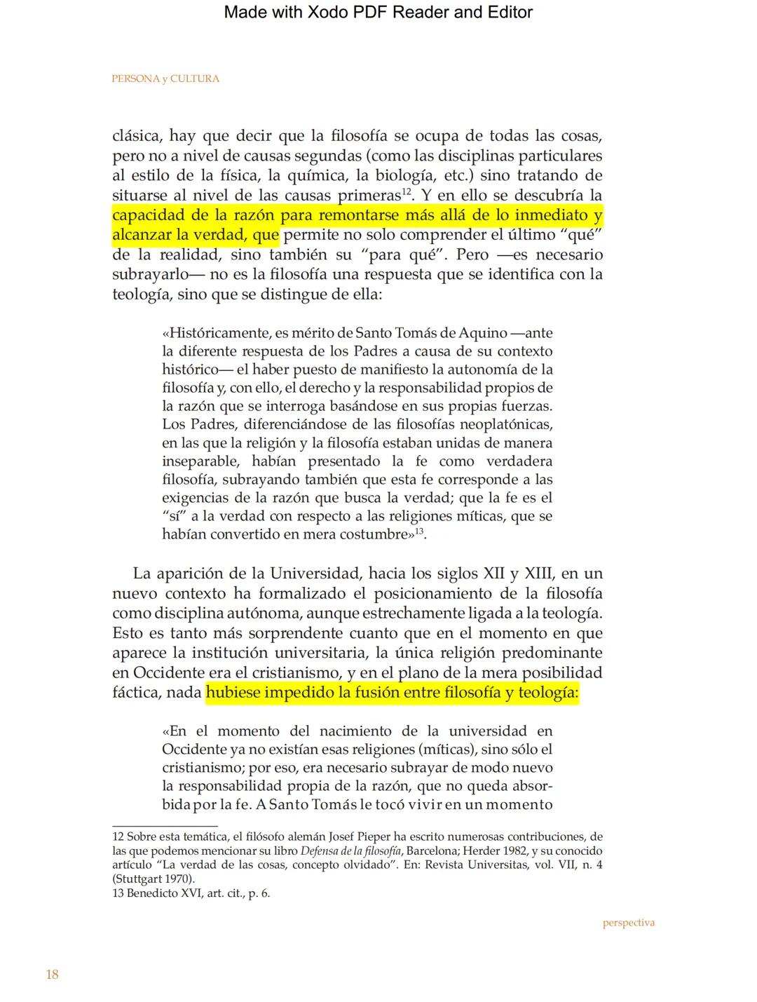Made with Xodo PDF Reader and Editor
Persona y Cultura, Universidad Católica San Pablo, número 16, pp. 11-31
EL LUGAR DE LA TEOLOGÍA
EN LA U