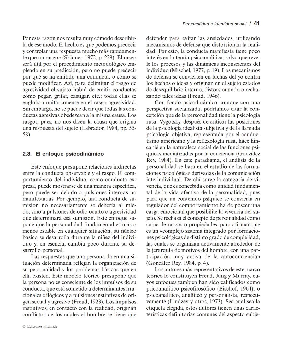 Personalidad e identidad social
MANUEL MARÍN SÁNCHEZ
LUCIA SELL TRUJILLO
1. Introducción.
2. El concepto de personalidad.
3. La identidad