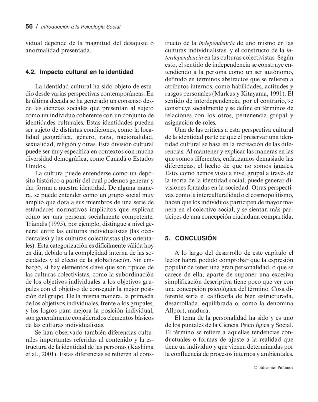 Personalidad e identidad social
MANUEL MARÍN SÁNCHEZ
LUCIA SELL TRUJILLO
1. Introducción.
2. El concepto de personalidad.
3. La identidad