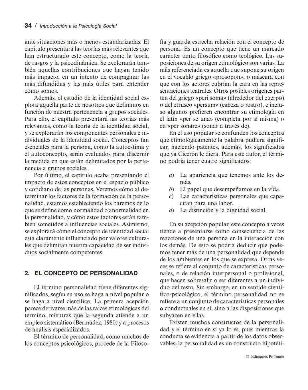 Personalidad e identidad social
MANUEL MARÍN SÁNCHEZ
LUCIA SELL TRUJILLO
1. Introducción.
2. El concepto de personalidad.
3. La identidad