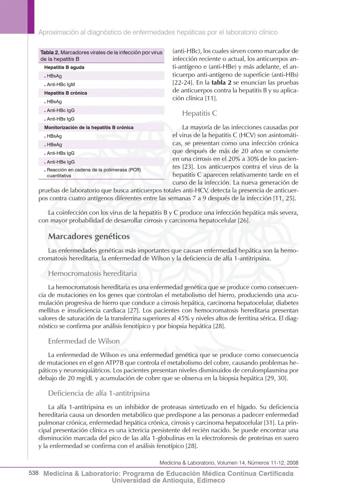Química clínica
Aproximación al diagnóstico de enfermedades
hepáticas por el laboratorio clínico
Eduardo Fernández Daza¹, Eduardo Fernández