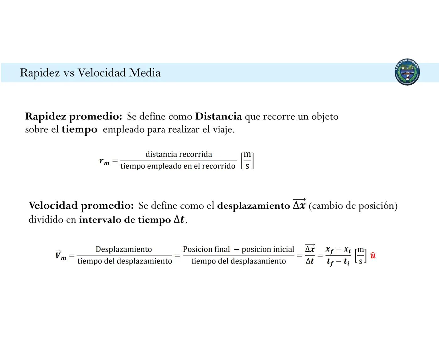 I.E.D LICEO SAMARIO
• Esfuerzo
Disciplina Responsabilidad
FÍSICA 10
BASES CINEMÁTICA
Rapidez
Velocidad Media
Ejercicios
Juan Gabriel Araqu