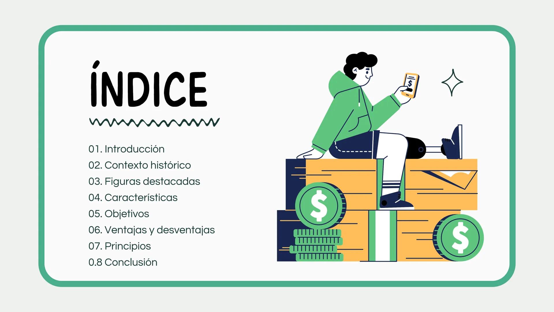 # Escuela
# MERCANTILISTA
Arrieta Laura, Barrios Valerie, Pérez Ashley, Pérez Giselle. # ÍNDICE
01. Introducción
02. Contexto histórico
0
