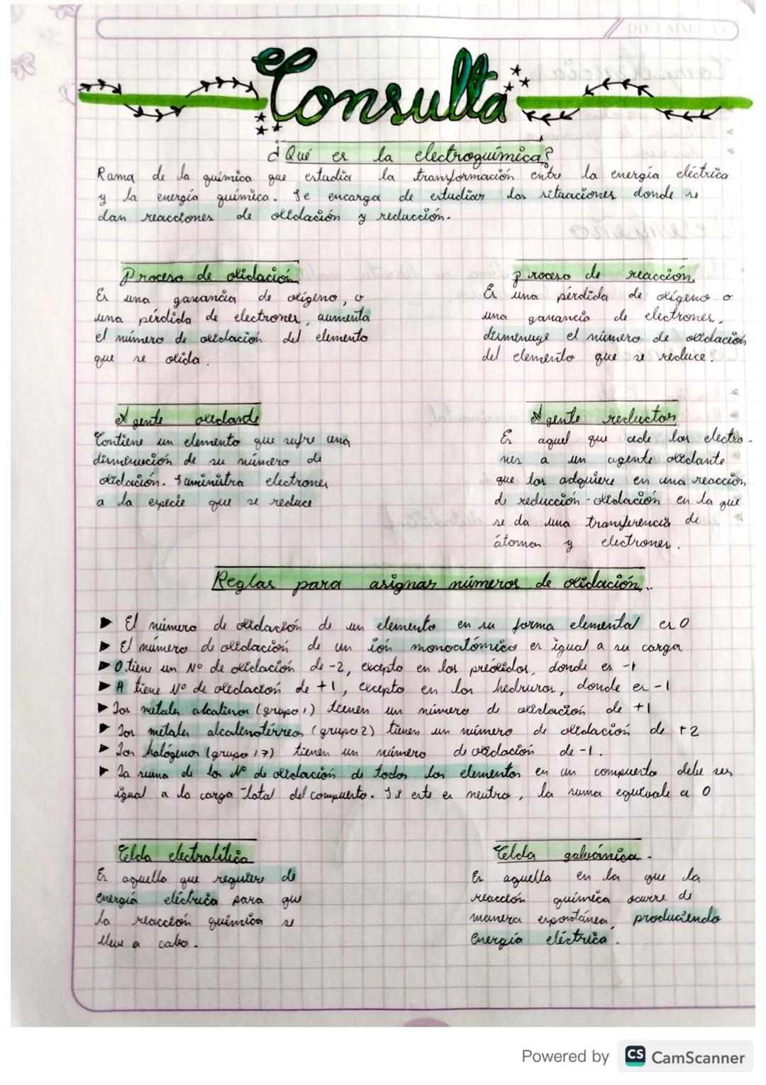 # Consulta
*
¿Qué es
*
la electroquímica?
Rama de la química que estudia la transformación entre la energía eléctrica
y la energía química.