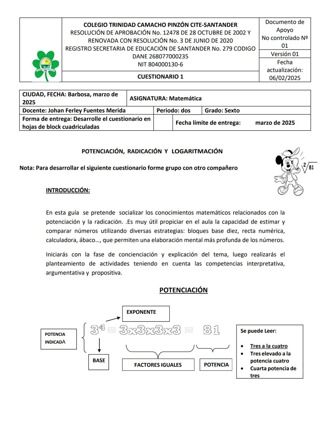 Popotencia radicación y logaritmacion