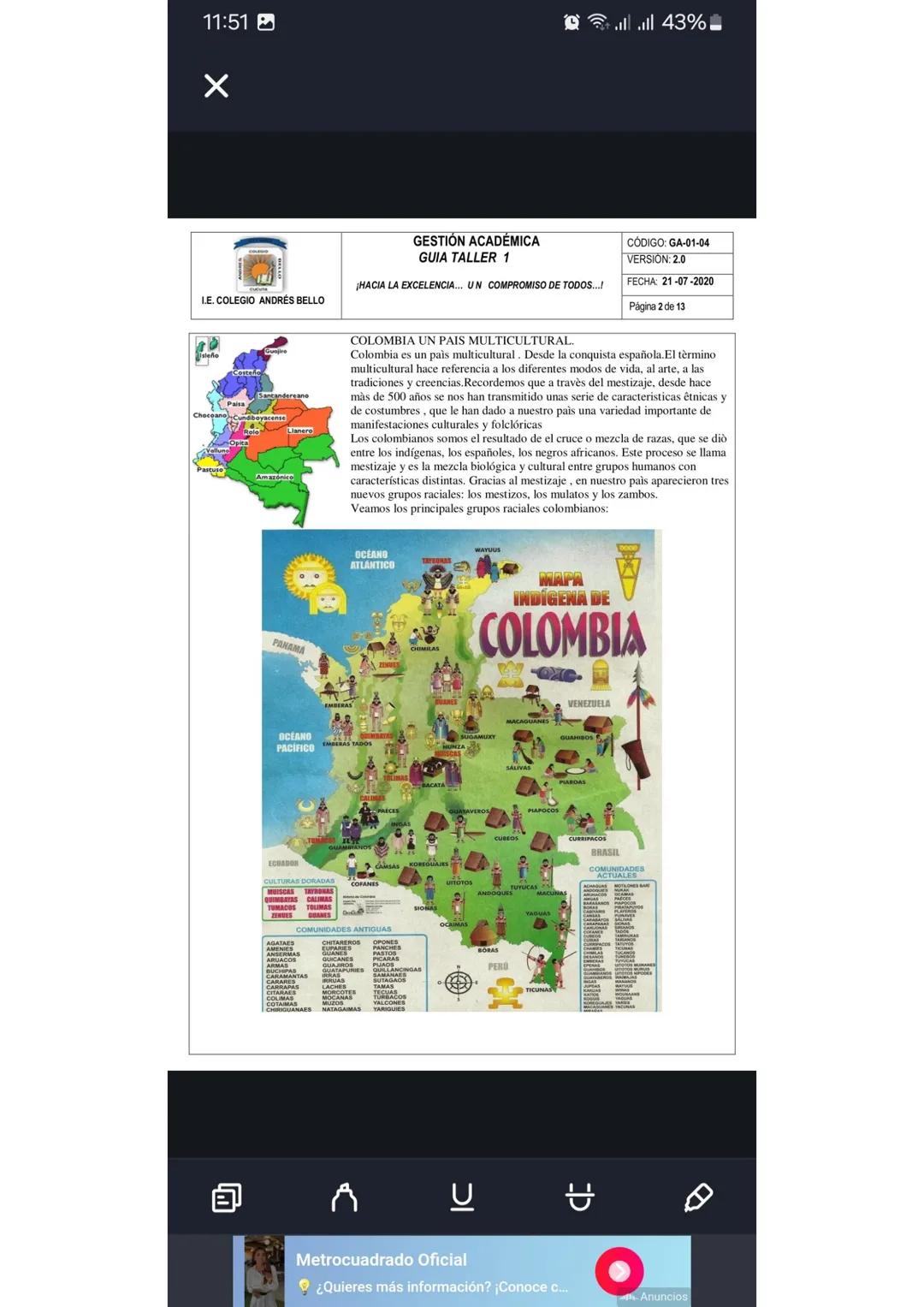 11:51
X
I.E. COLEGIO ANDRÉS BELLO
PANAMA
OCEANO
PACIFICO
GESTIÓN ACADÉMICA
GUIA TALLER 1
HACIA LA EXCELENCIA... UN COMPROMISO DE TODOS