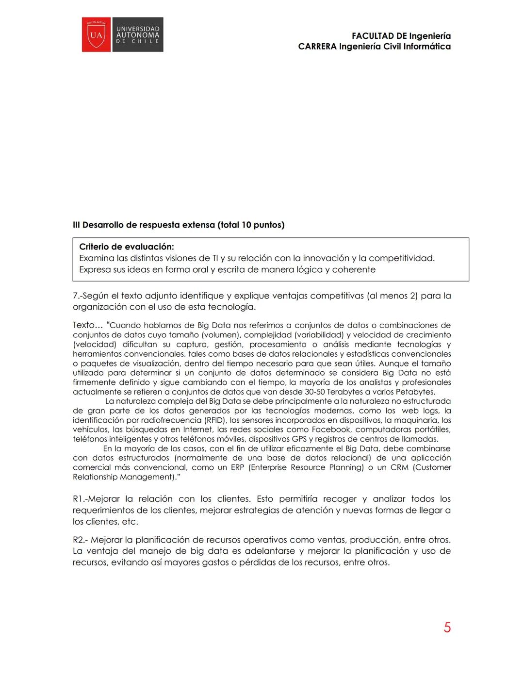 # UA
UNIVERSIDAD
AUTONOMA
DE CHILE
# FACULTAD DE Ingeniería
## CARRERA Ingeniería Civil Informática
## EVALUACIÓN PARCIAL I
# TECNOLOGÍAS