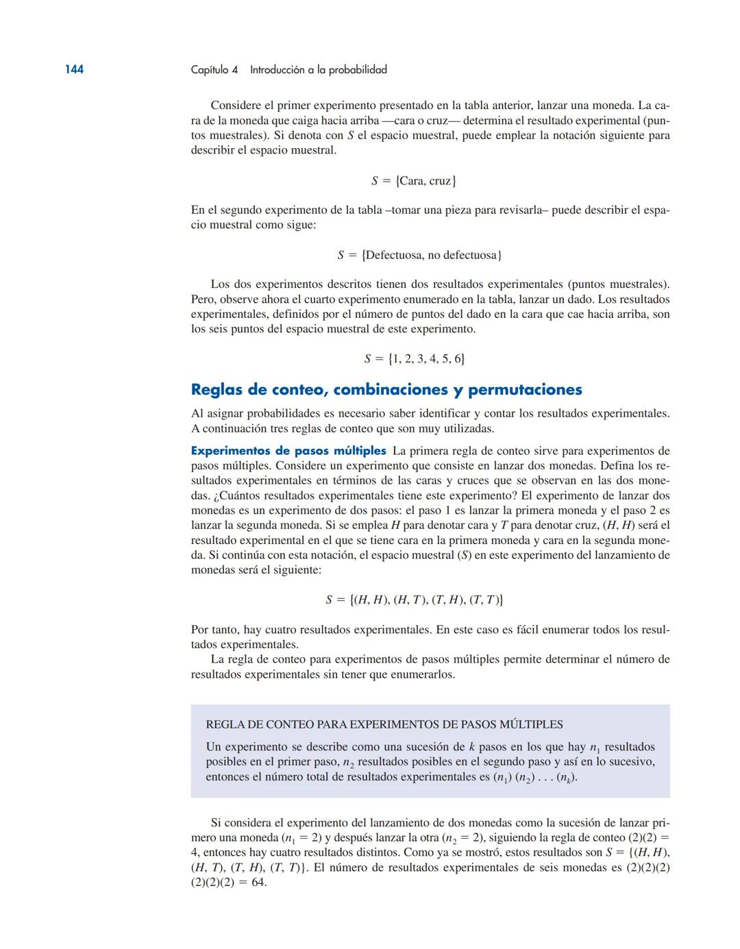 # CAPÍTULO 4
Introducción a la probabilidad
CONTENIDO
LA ESTADÍSTICA
EN LA PRÁCTICA:
LA EMPRESA
ROHM AND HASS
4.1 EXPERIMENTOS, REGLAS
DE