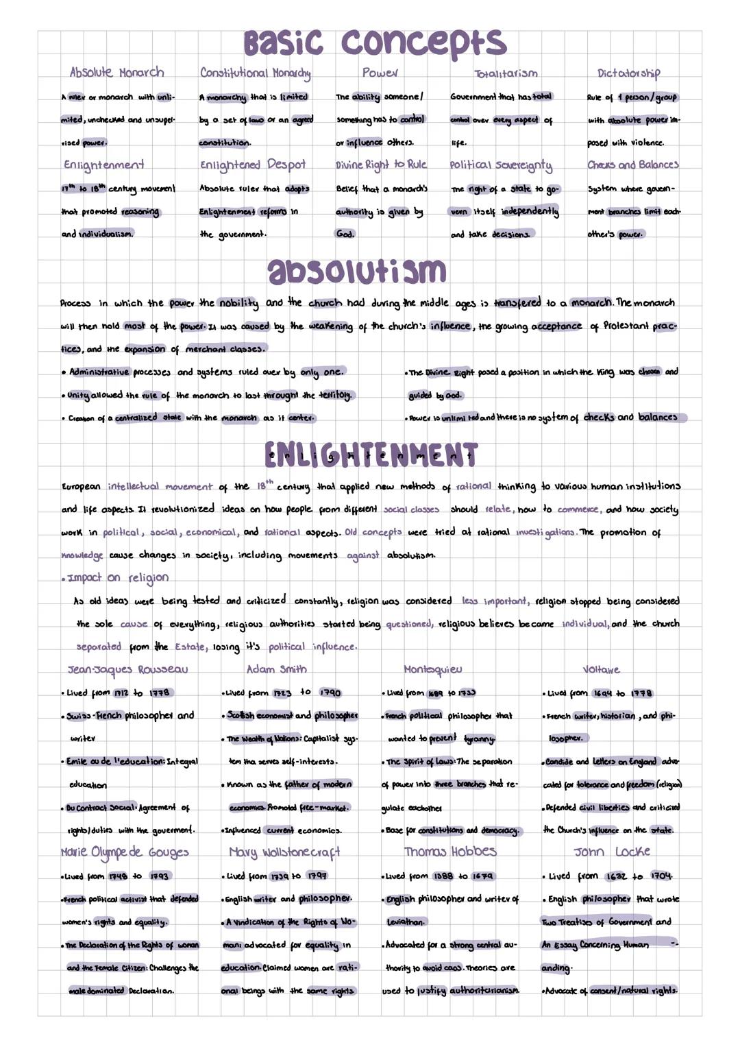 ## Basic Concepts
| Absolute Monarch | Constitutional Monarchy | Power | Totalitarism | Dictatorship |
|---|---|---|---|---|
| A ruler or m