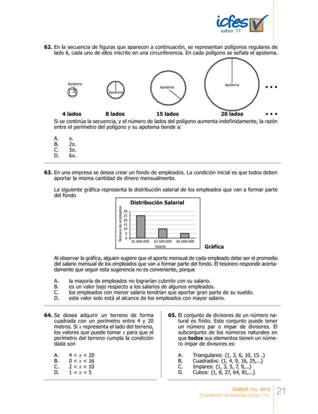 icfes
saber 11°
CUADERNILLO
DE PREGUNTAS
SABER 110. 2012
Cuadernillo de pruebas Saber 110.
Ministerio de
Educación Nacional
República de Col