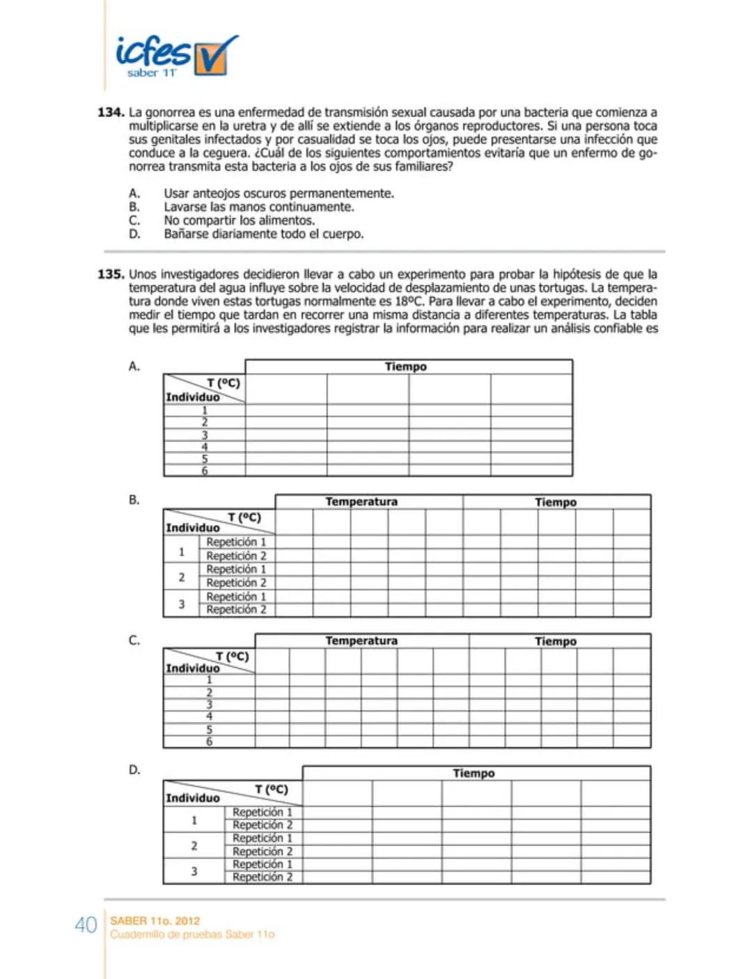 icfes
saber 11°
CUADERNILLO
DE PREGUNTAS
SABER 110. 2012
Cuadernillo de pruebas Saber 110.
Ministerio de
Educación Nacional
República de Col