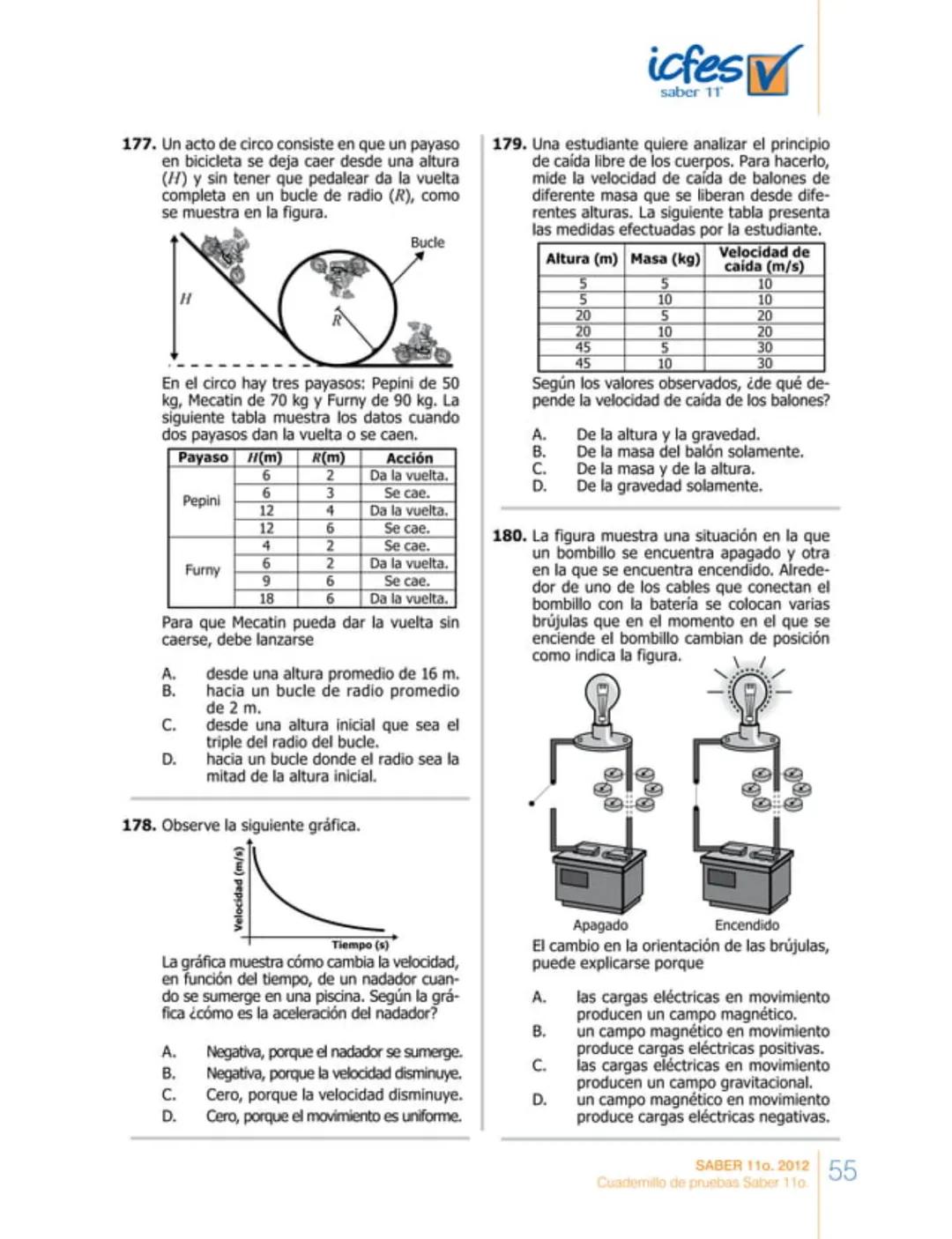 icfes
saber 11°
CUADERNILLO
DE PREGUNTAS
SABER 110. 2012
Cuadernillo de pruebas Saber 110.
Ministerio de
Educación Nacional
República de Col