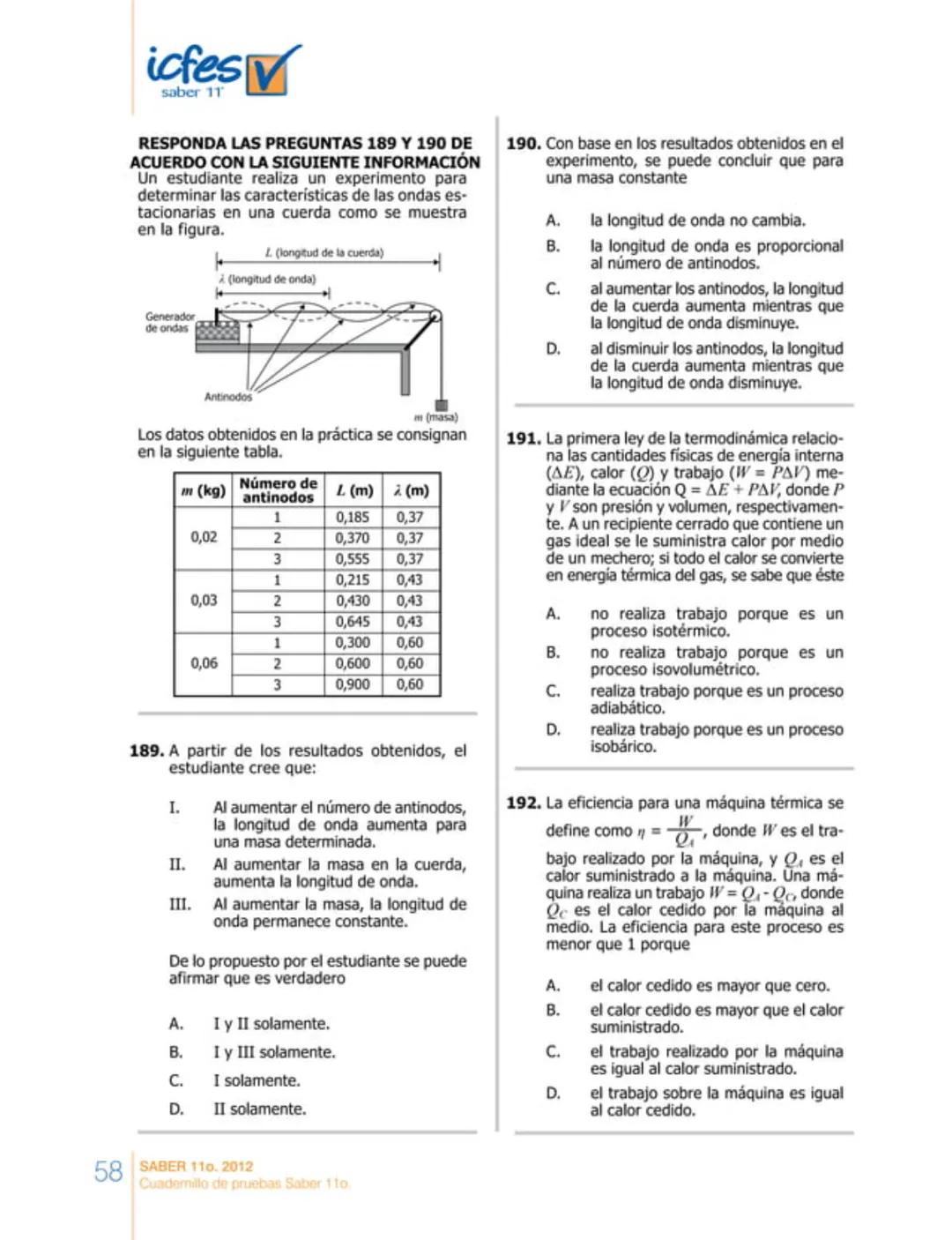 icfes
saber 11°
CUADERNILLO
DE PREGUNTAS
SABER 110. 2012
Cuadernillo de pruebas Saber 110.
Ministerio de
Educación Nacional
República de Col