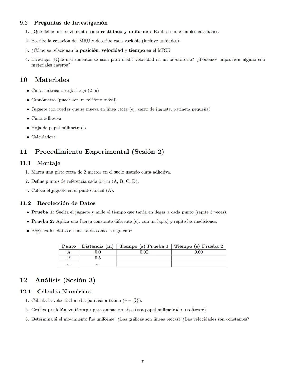 Guía Física: Movimiento Rectilíneo Uniforme
Lic. Sara Fernanda Cuervo Ramírez
Abril. 2025
Instrumento de Planeación de Clase
Grado
Décimo
De