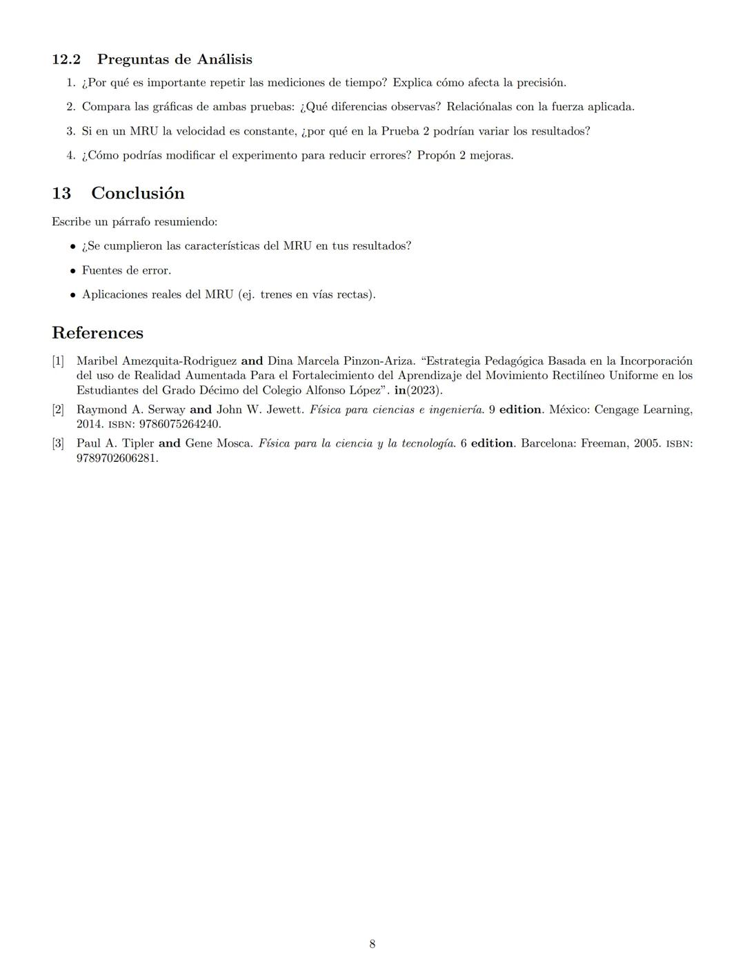 Guía Física: Movimiento Rectilíneo Uniforme
Lic. Sara Fernanda Cuervo Ramírez
Abril. 2025
Instrumento de Planeación de Clase
Grado
Décimo
De