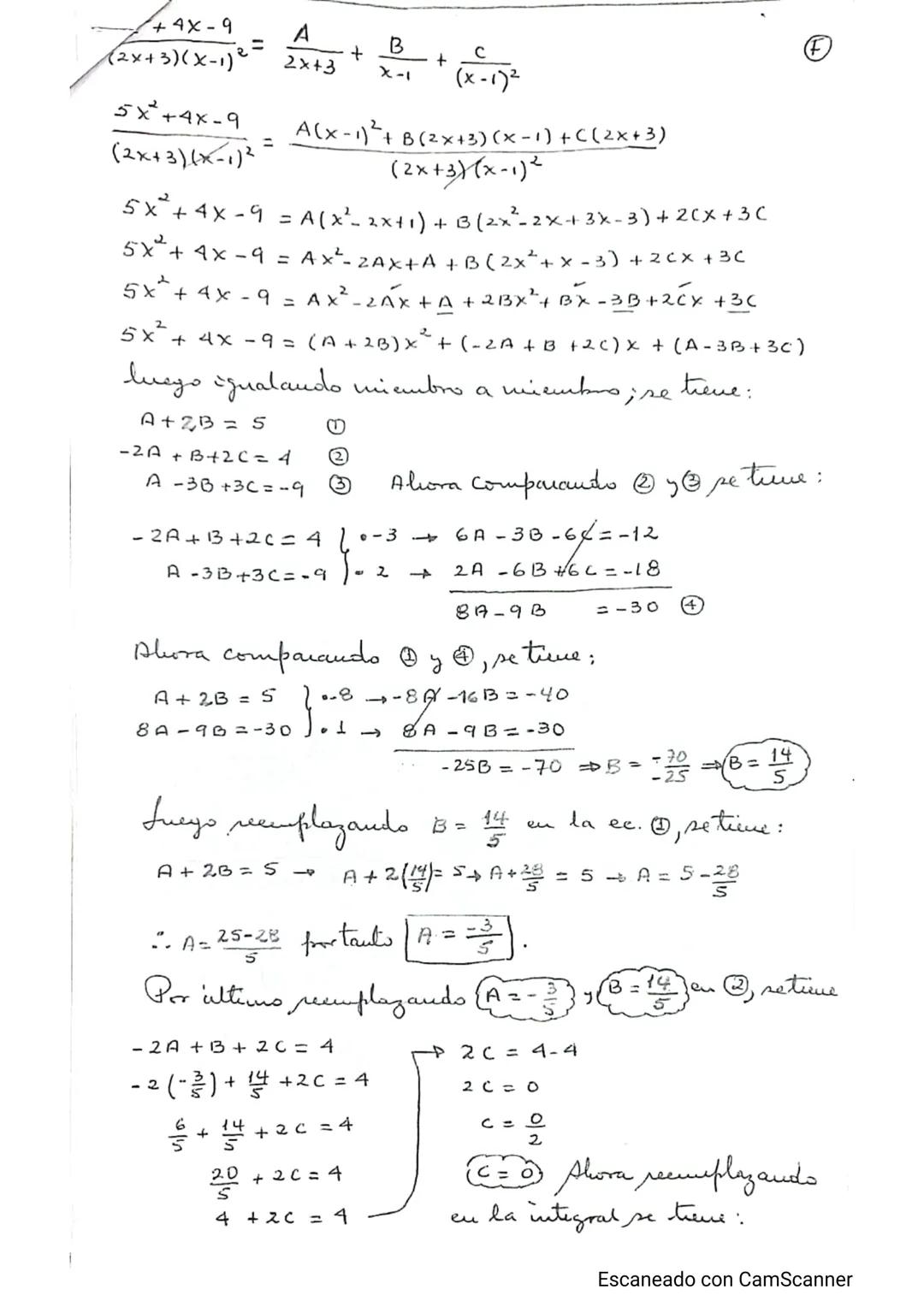 --- OCR Start ---
~
II. Guia de Cálculo Integral.
A
Tema: Integración por fracciones Parciales.
Caso I: Cuando el denominador sido tiene fa