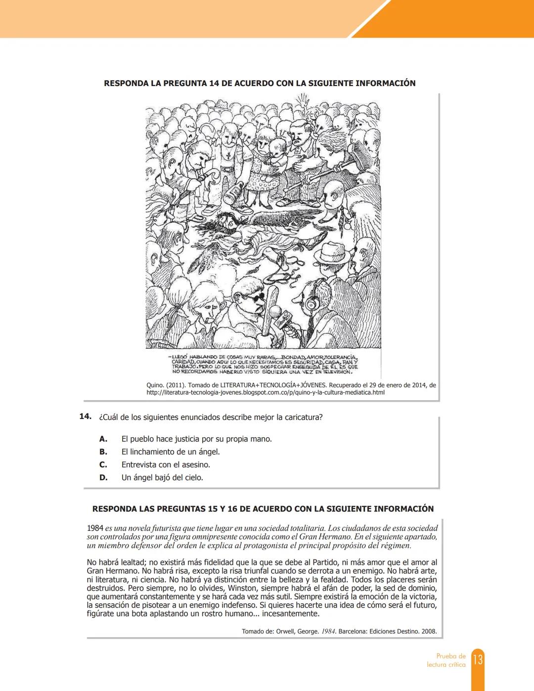 Cuadernillo de preguntas
Saber 11.°
Prueba de lectura crítica
icfes
saber 11.°
GOBIERNO
DE COLOMBIA
MINEDUCACIÓN icfes
mejor saber President