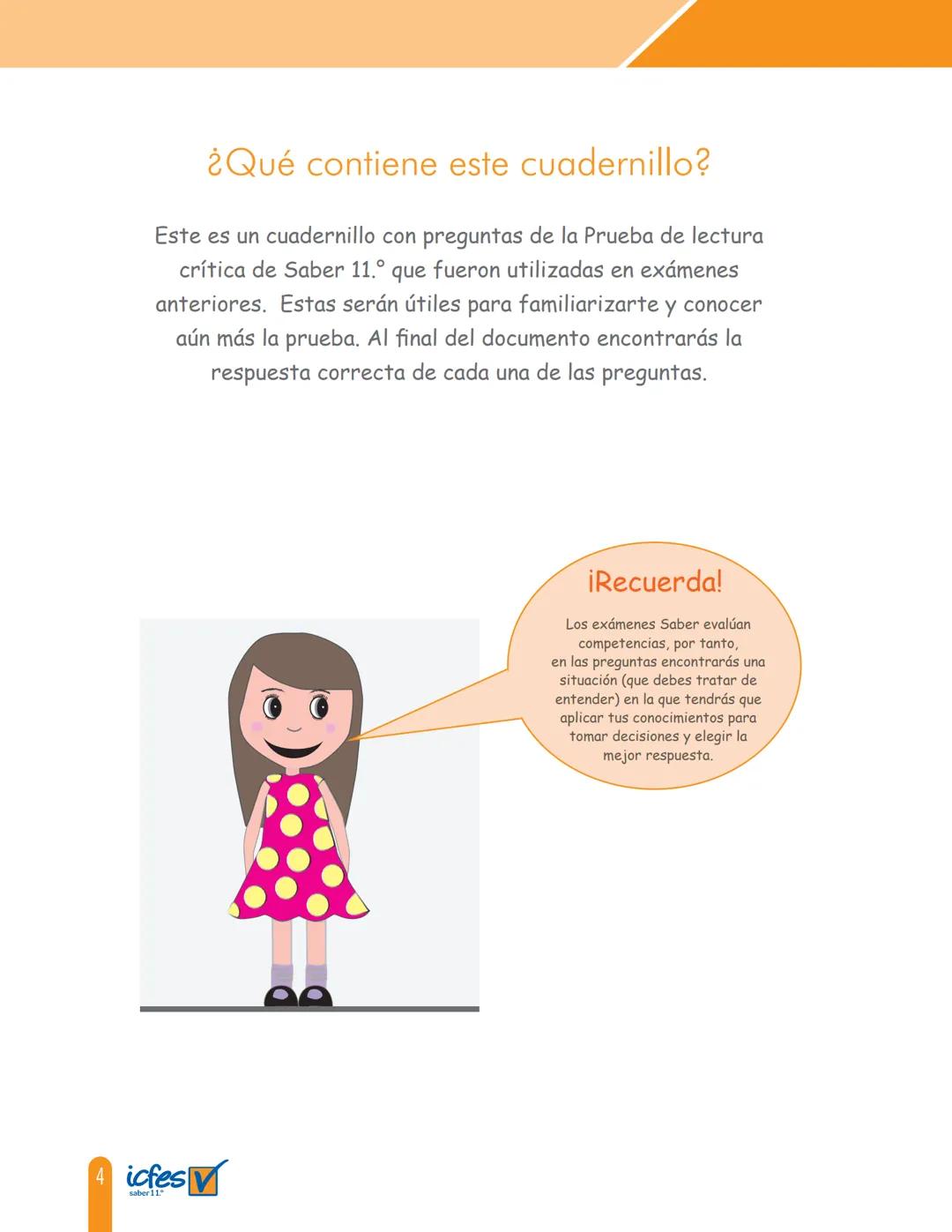 Cuadernillo de preguntas
Saber 11.°
Prueba de lectura crítica
icfes
saber 11.°
GOBIERNO
DE COLOMBIA
MINEDUCACIÓN icfes
mejor saber President