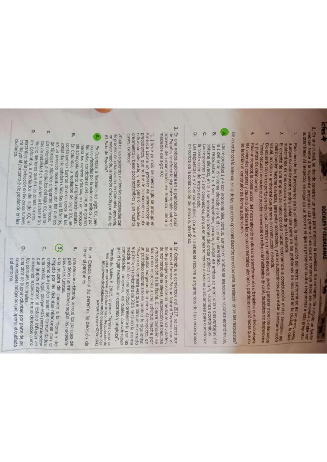 17/35
1553-1012-00418448
Saber 11 - Sociales y Ciudadanas
81. Después de que se decreta un alza en los impuestos en una zona rural, la cual,