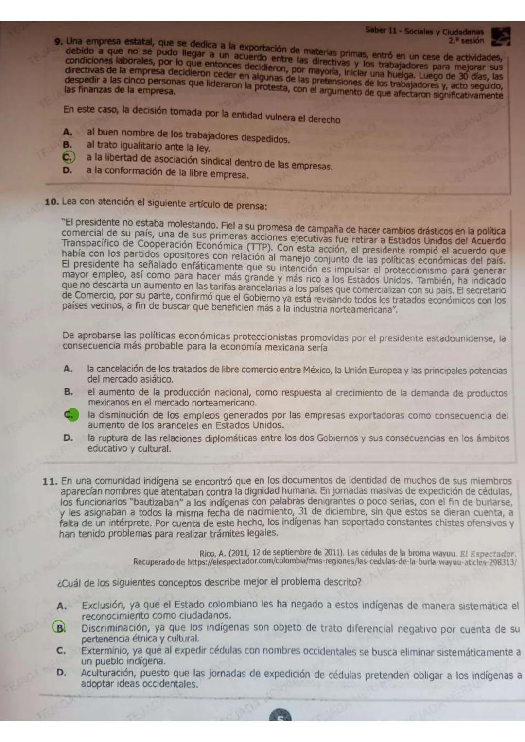 17/35
1553-1012-00418448
Saber 11 - Sociales y Ciudadanas
81. Después de que se decreta un alza en los impuestos en una zona rural, la cual,