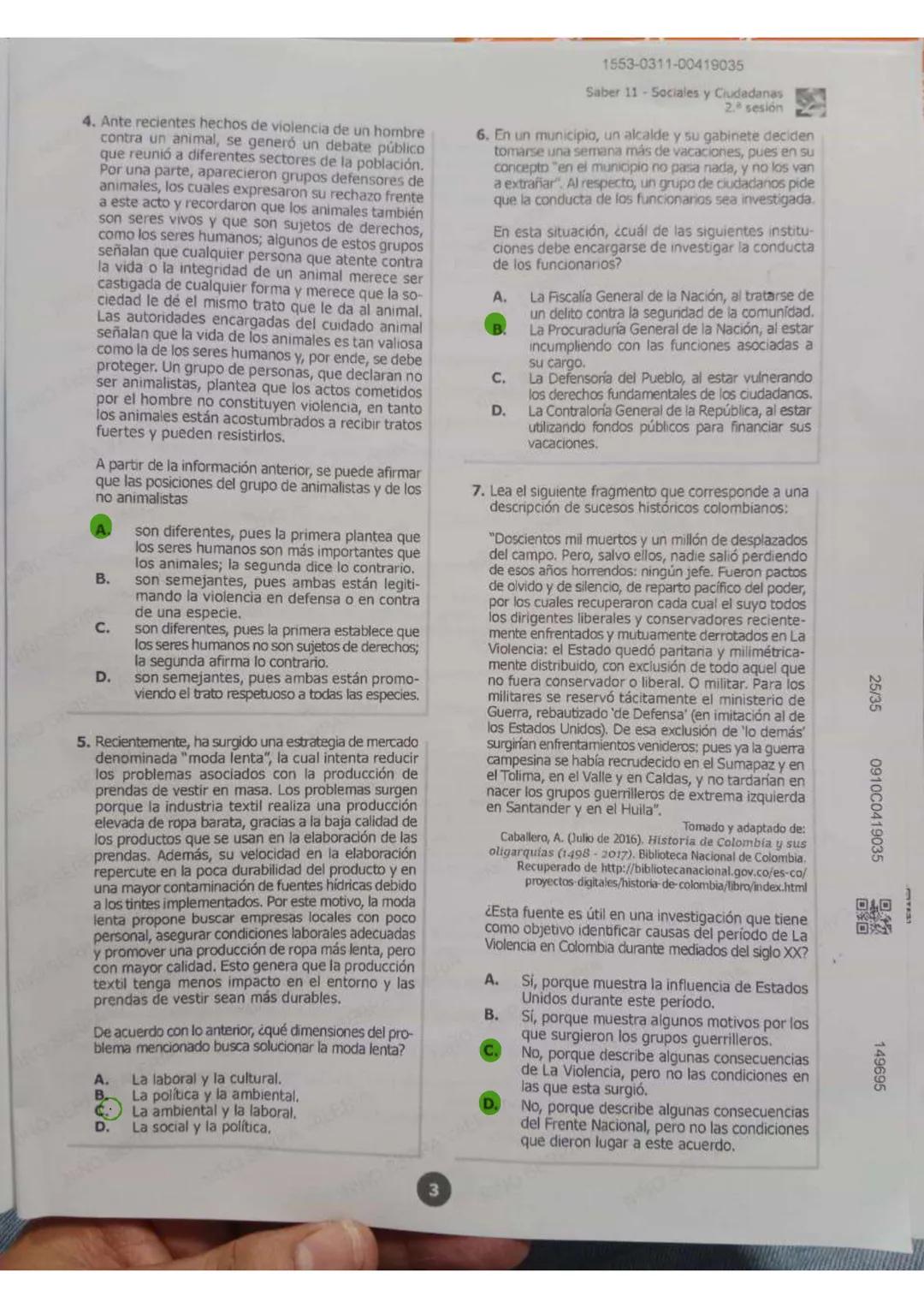 17/35
1553-1012-00418448
Saber 11 - Sociales y Ciudadanas
81. Después de que se decreta un alza en los impuestos en una zona rural, la cual,