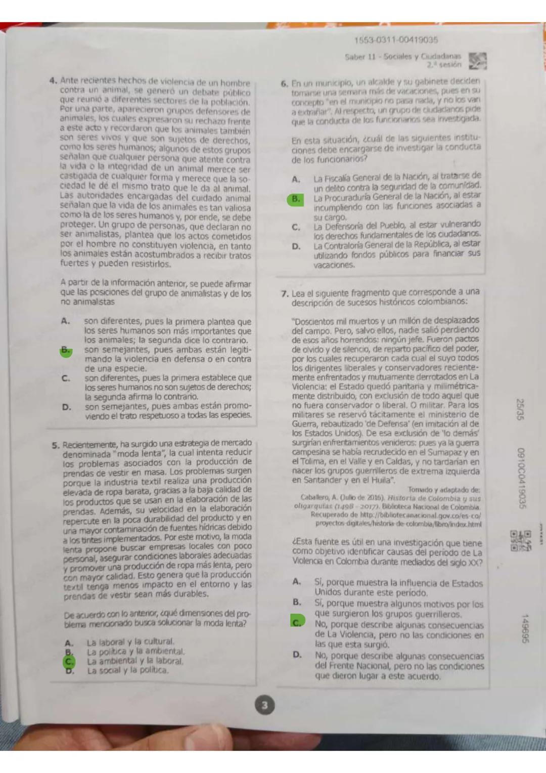 17/35
1553-1012-00418448
Saber 11 - Sociales y Ciudadanas
81. Después de que se decreta un alza en los impuestos en una zona rural, la cual,