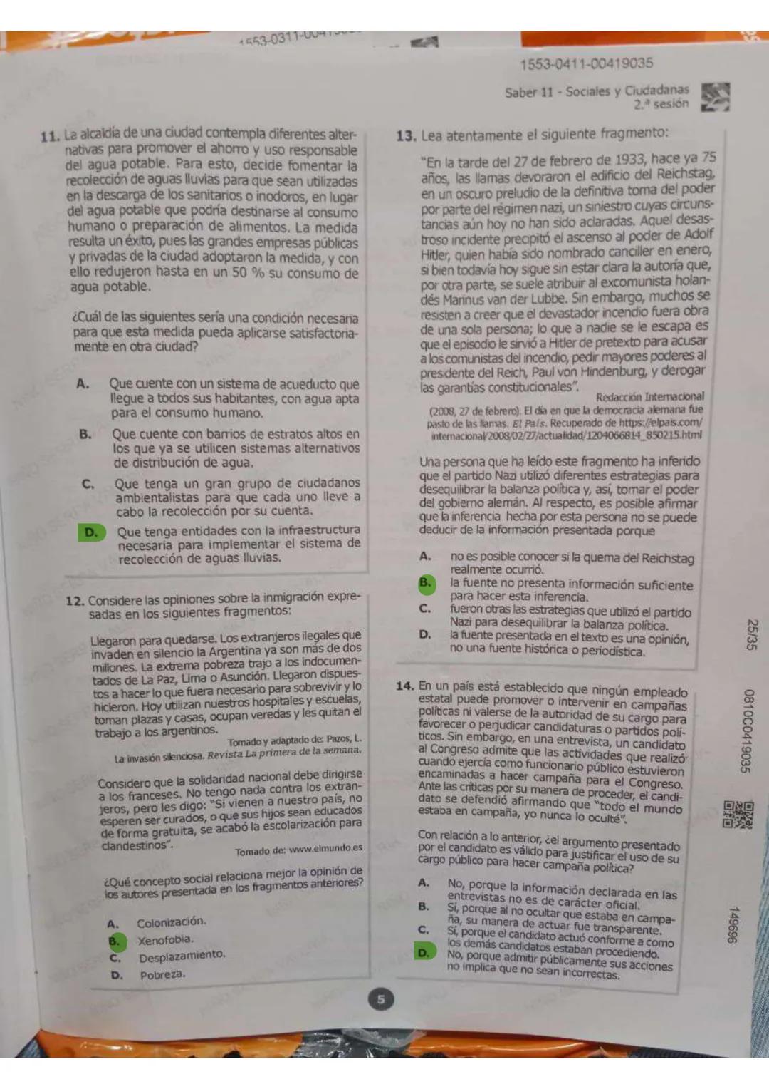 17/35
1553-1012-00418448
Saber 11 - Sociales y Ciudadanas
81. Después de que se decreta un alza en los impuestos en una zona rural, la cual,