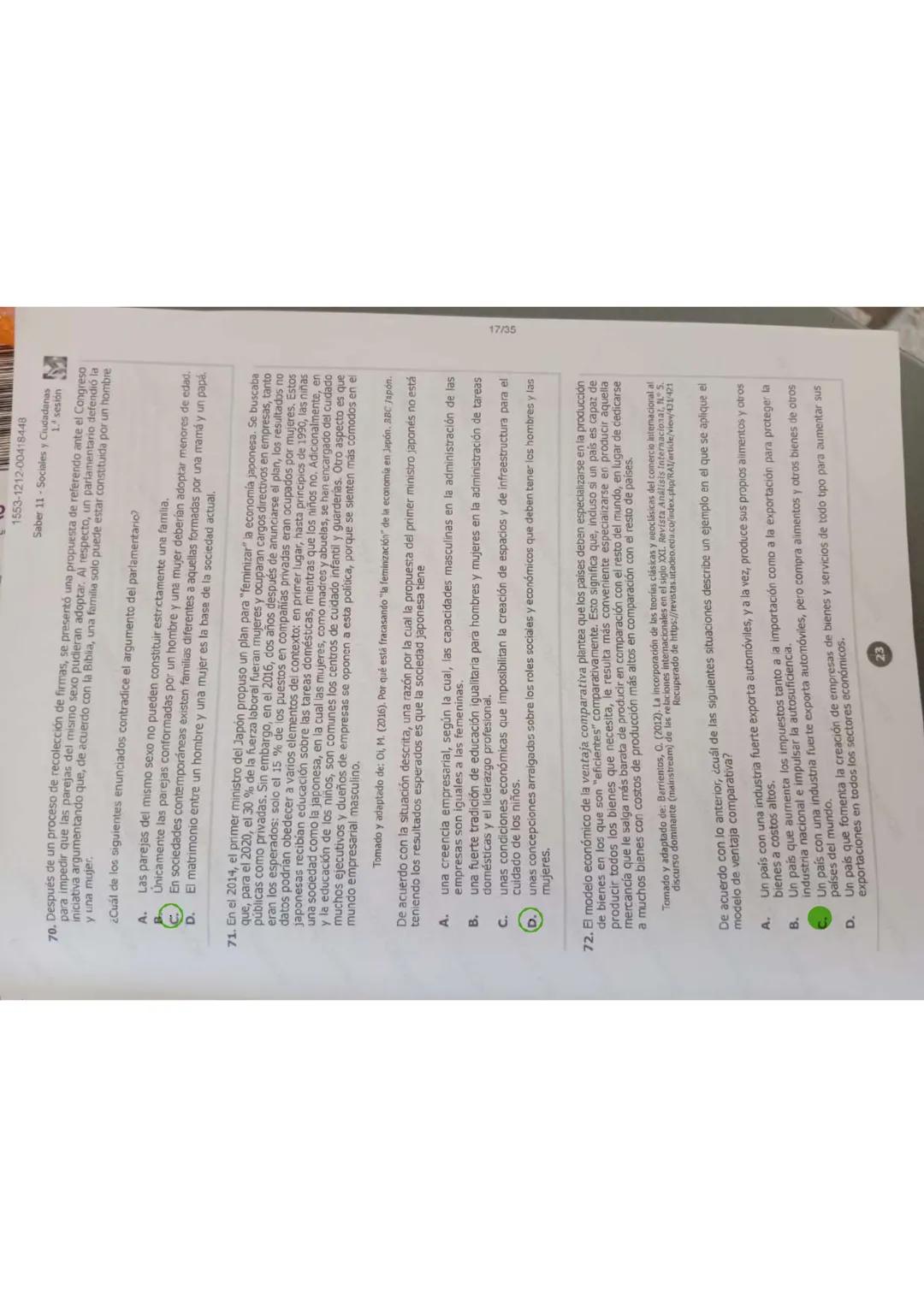 17/35
1553-1012-00418448
Saber 11 - Sociales y Ciudadanas
81. Después de que se decreta un alza en los impuestos en una zona rural, la cual,