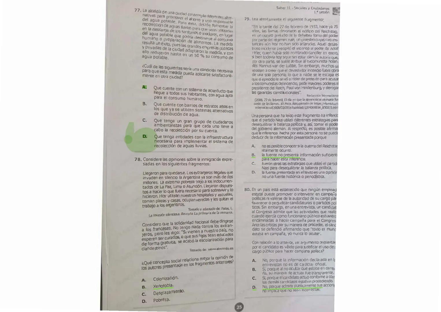 17/35
1553-1012-00418448
Saber 11 - Sociales y Ciudadanas
81. Después de que se decreta un alza en los impuestos en una zona rural, la cual,