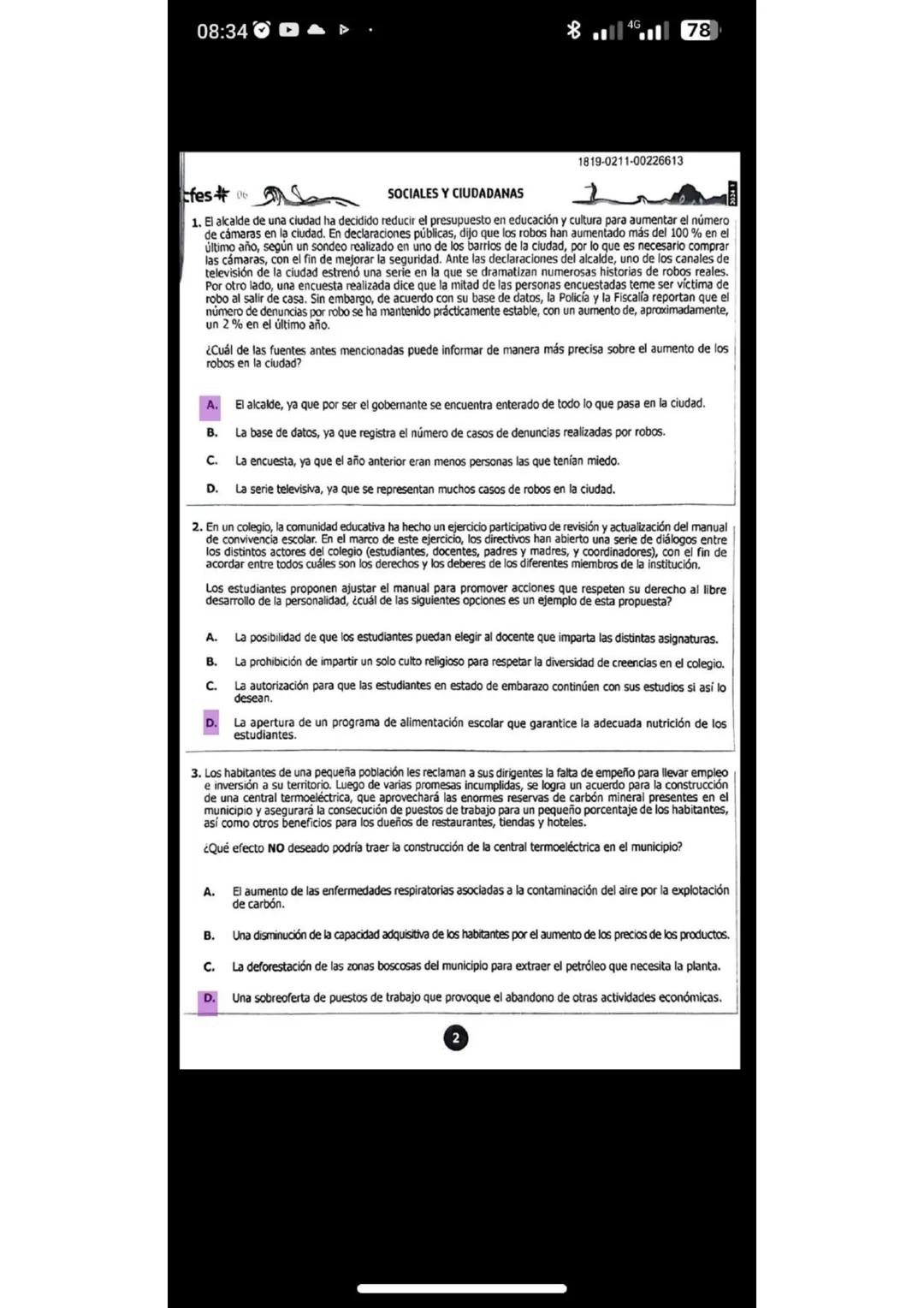 08:34
4678
Saber 11 - Sociales y Ciudadanas
2.
18. Para llevar agua a varios municipios, el gobernador de un departamento propone la extensi