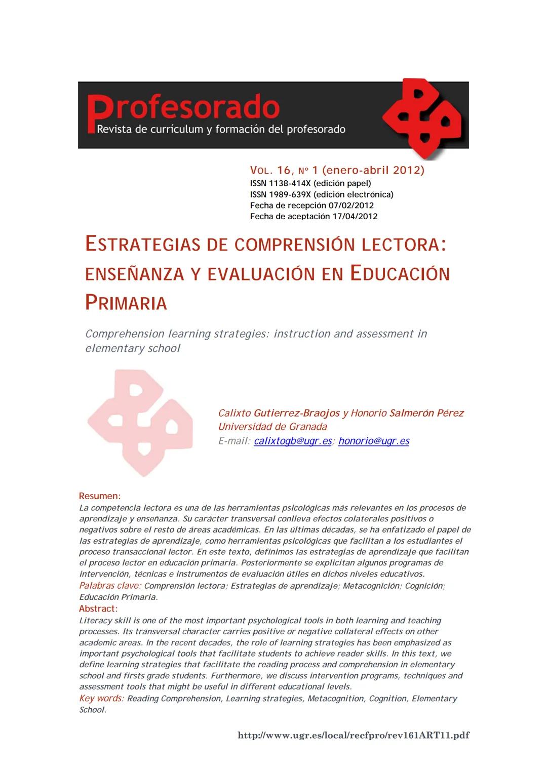 ESTRATEGIAS PRIMARIAS PARA MEJORAR COMPRENSION LECTORA