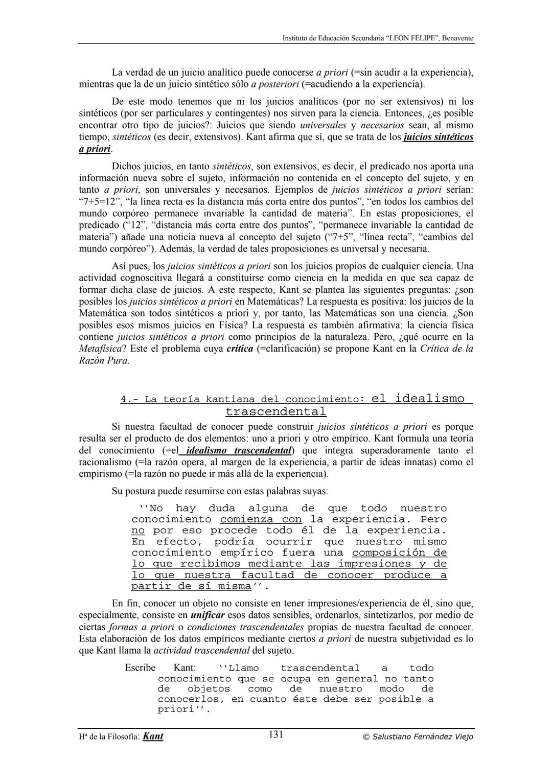 HISTORIA
DE LA
FILOSOFÍA
por Salustiano Fernández Viejo
► INSTITUTO DE EDUCACIÓN SECUNDARIA "LEÓN FELIPE"
DE BENAVENTE
◆ DEPARTAMENTO DE FIL