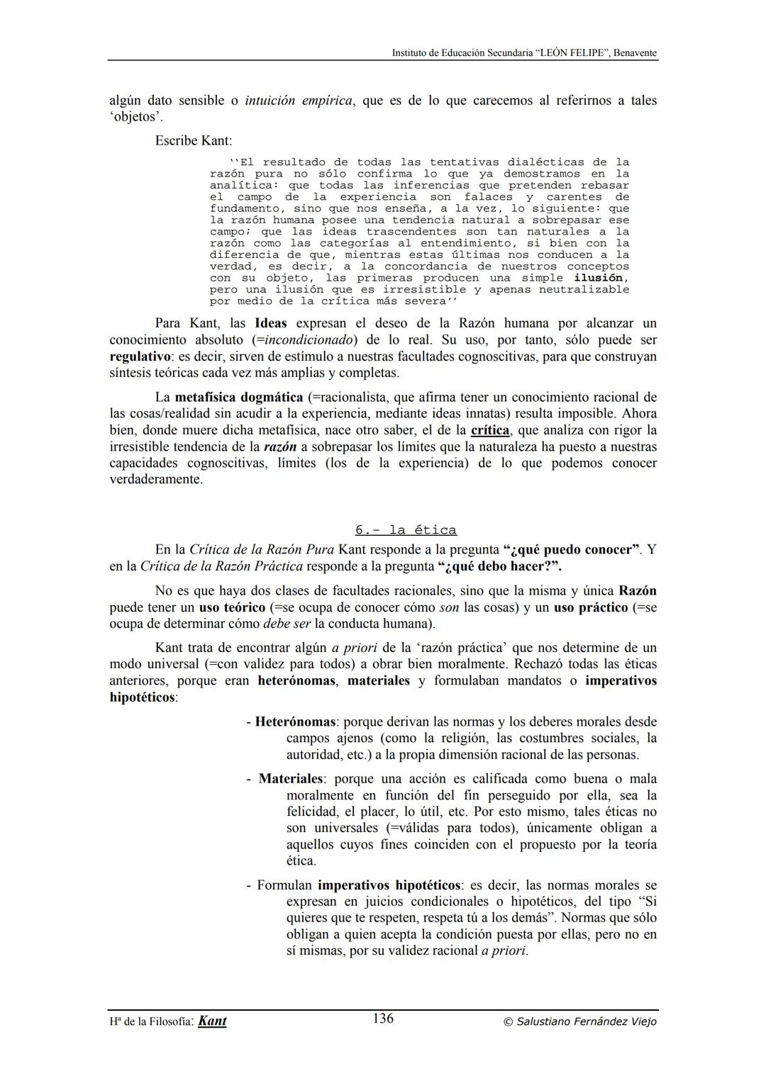 HISTORIA
DE LA
FILOSOFÍA
por Salustiano Fernández Viejo
► INSTITUTO DE EDUCACIÓN SECUNDARIA "LEÓN FELIPE"
DE BENAVENTE
◆ DEPARTAMENTO DE FIL