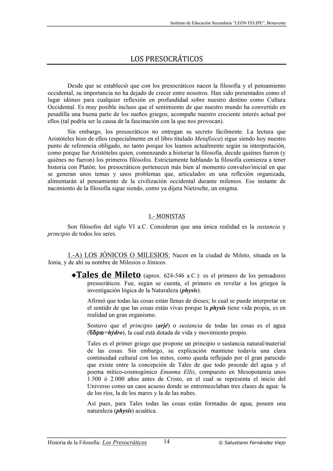 HISTORIA
DE LA
FILOSOFÍA
por Salustiano Fernández Viejo
► INSTITUTO DE EDUCACIÓN SECUNDARIA "LEÓN FELIPE"
DE BENAVENTE
◆ DEPARTAMENTO DE FIL